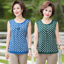 Mom summer thin top sleeveless shirt middle-aged womens doll shirt grandma dress cool breathable T-shirt