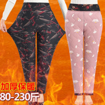 Mom pants winter thick cotton pants grandma pants elastic high waist loose straight pants 200kg thick warm pants