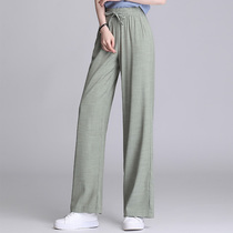 Upscale quality womens pants cotton linen loose broadlegged pants Summer thin section Pendant Anti Crease Long Pants Middle-aged Mom Pants Children