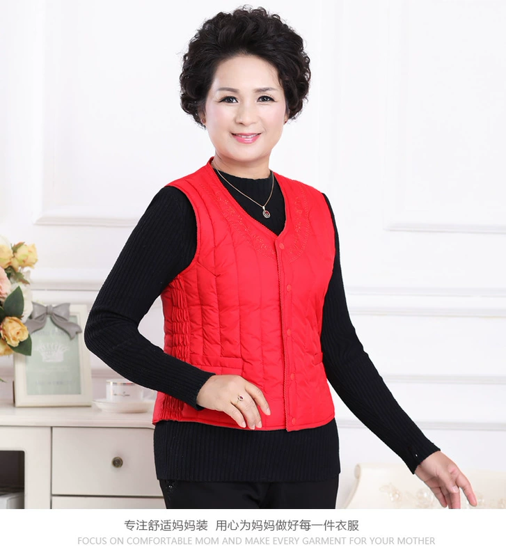 Mùa thu đông vest nữ 2018 mới vest trung niên vai rắn màu xuống áo ấm cotton cộng với phân bón để tăng