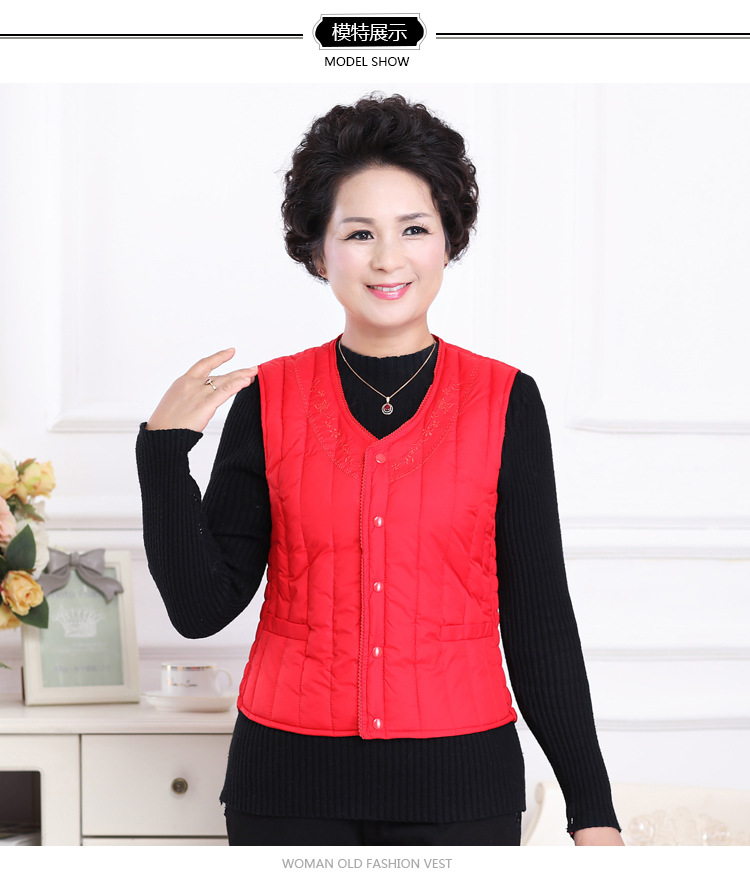 Mùa thu đông vest nữ 2018 mới vest trung niên vai rắn màu xuống áo ấm cotton cộng với phân bón để tăng thời trang nữ cao cấp