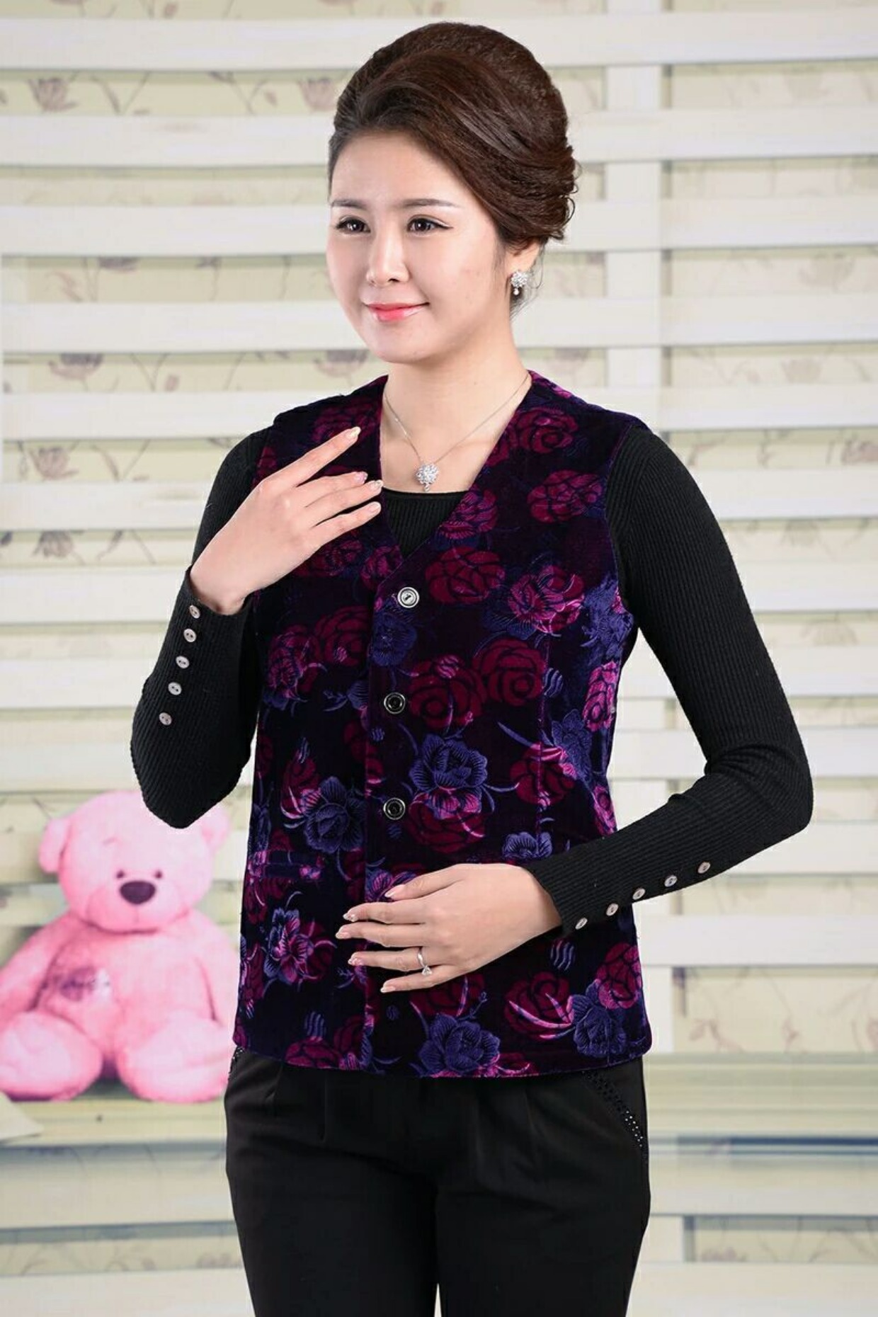 Áo bà mẹ trung niên mùa xuân và áo khoác mùa thu không có cổ áo bà già bà ngoại áo vest mỏng cỡ lớn mùa hè áo kiểu nữ tuổi 50