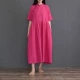 Phong cách dân tộc của phụ nữ retro cotton và lanh áo choàng rộng rãi cỡ lớn giữa chiều dài ngắn tay váy ngắn chéo cải tiến sườn xám mùa hè - Sản phẩm HOT