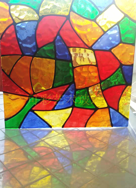 Painted Colored Crystal Corrugated Art Glass Tiffany Glass Retro Flower Window Glass Decoration Church ins Style