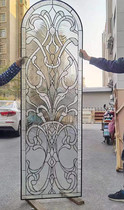 Customized painted tempered glass art church welding inlaid European style doors and windows ceiling partitions light-transmitting double-sided effect