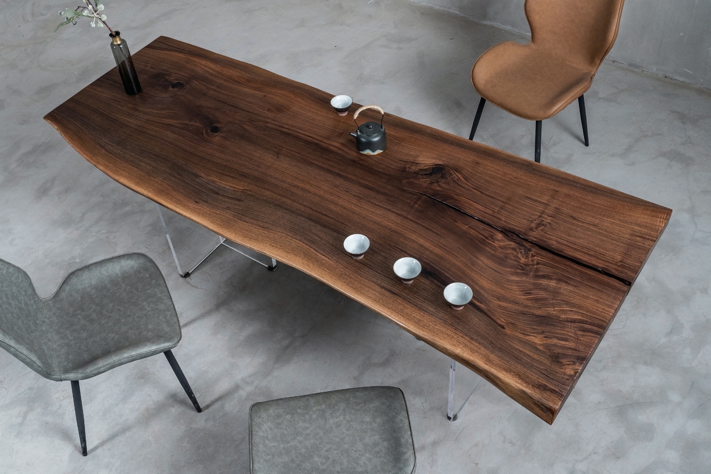 H596 North American black walnut plate modern minimal table tea table network red desk desk 209*65*75*81*6