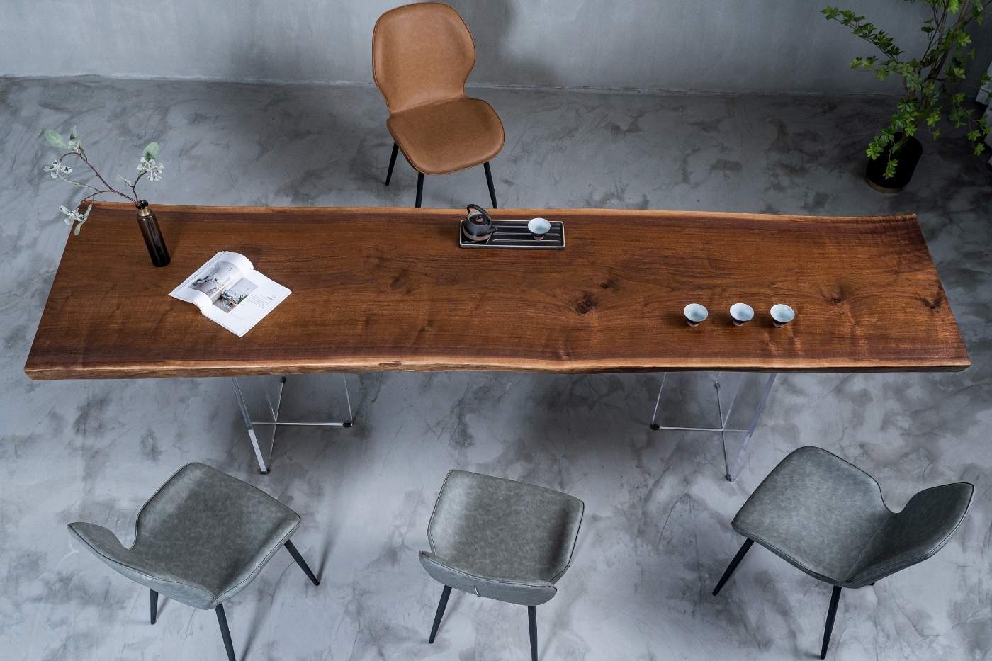 H218 North American black walnuts full board modern minimalist solid wood table tea table desk 295 78 78 73 70 * 7 7