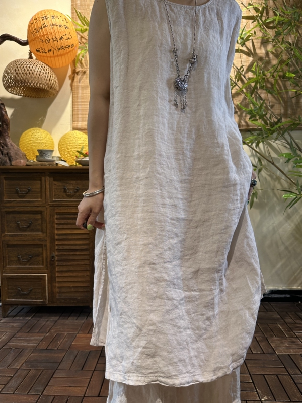 3756 Coarse Woven Rain Dew Linen Vest Long Dress Vest Dress Long Front 95-100 Chest Circumference 126 3756 Coarse Woven Rain Dew Linen Vest Long Dress Vest Dress Long Front 95-100 Chest Circumference 126