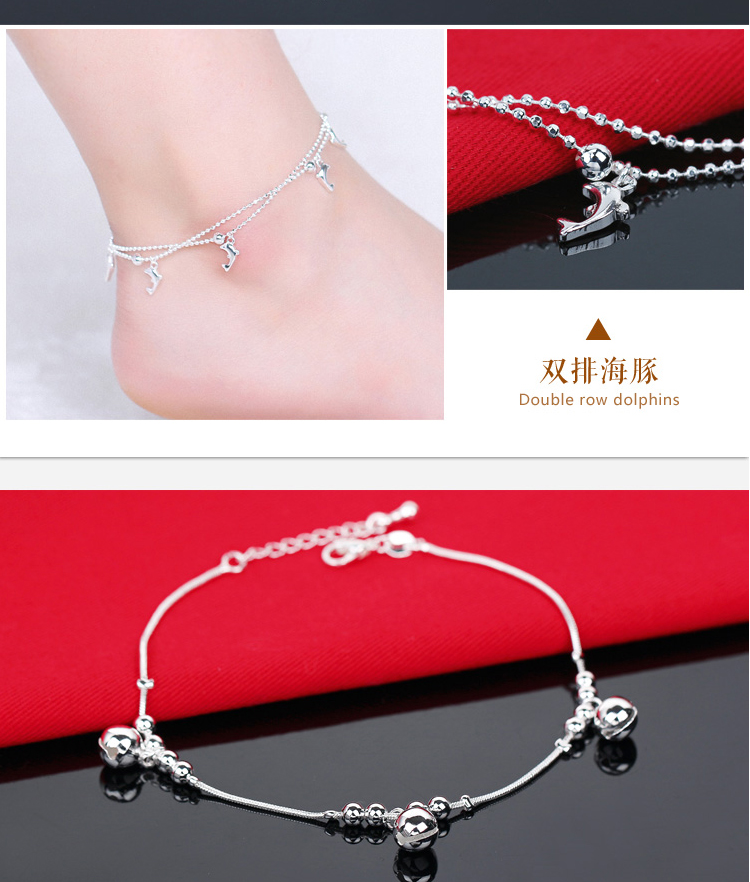 2018 new red rope mắt cá chân chuỗi chuông 999 sterling bạc vòng chân nữ cảm giác Hàn Quốc phiên bản của sinh viên đơn giản Sen phong cách cổ xưa