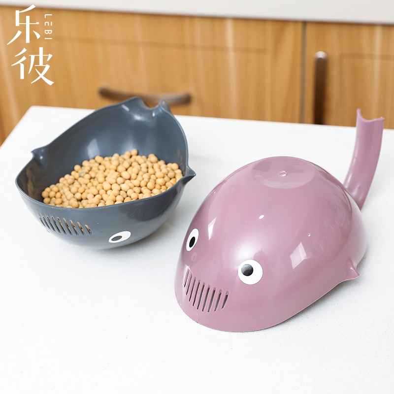 Special Price Aughty Rice Basket Cute Whale Naughty Basin Wash Rice Griddle Kitchen Plastic Thickened Drain Basket Wash Fruit And Vegetable Basket