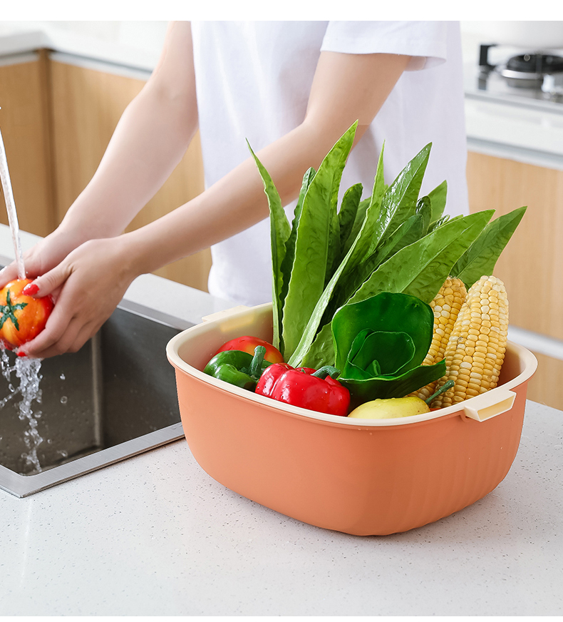 双层家用厨房洗菜盆沥水篮菜篮子洗菜篮茶几客厅水果盘洗水果神器详情13