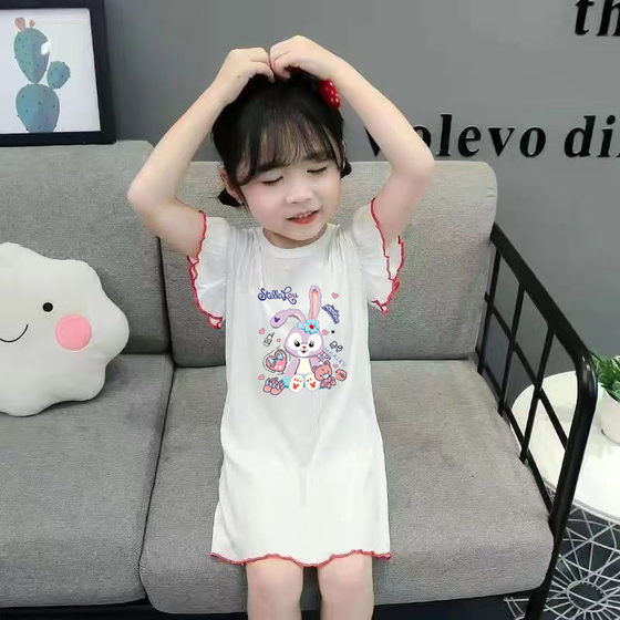 女童睡裙夏季薄款冰丝小女孩仙气儿童睡衣公主风家居服宝宝空调服