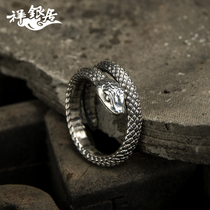 S999 foot silver jewelry snake sterling silver ring female creative opening fashion personality day Korean index finger hipster tail ring