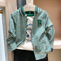 Teenie Weenie bear childrens clothing 21 spring and autumn new boys medium and large childrens clothing cotton plaid long-sleeved shirt