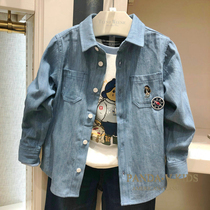 Teenie Weenie小熊童装男童长袖牛仔衬衫21春秋款中大童全棉衬衫