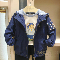 Teenie Weenie Bear Boys Spring and Autumn Jacket 21 Middle and Big Children Hooded Jacket Baseball Uniform Casual Jacket