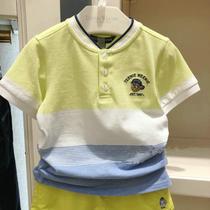 Teenie Weeine小熊童装2021夏新款熊家撞色棒球领系扣男童短袖T恤