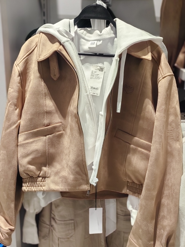 Gap Women's Sports Casual Autumn and Winter Lapel Zipper Retro Suede Loose Jacket Short High-Waisted Jacket