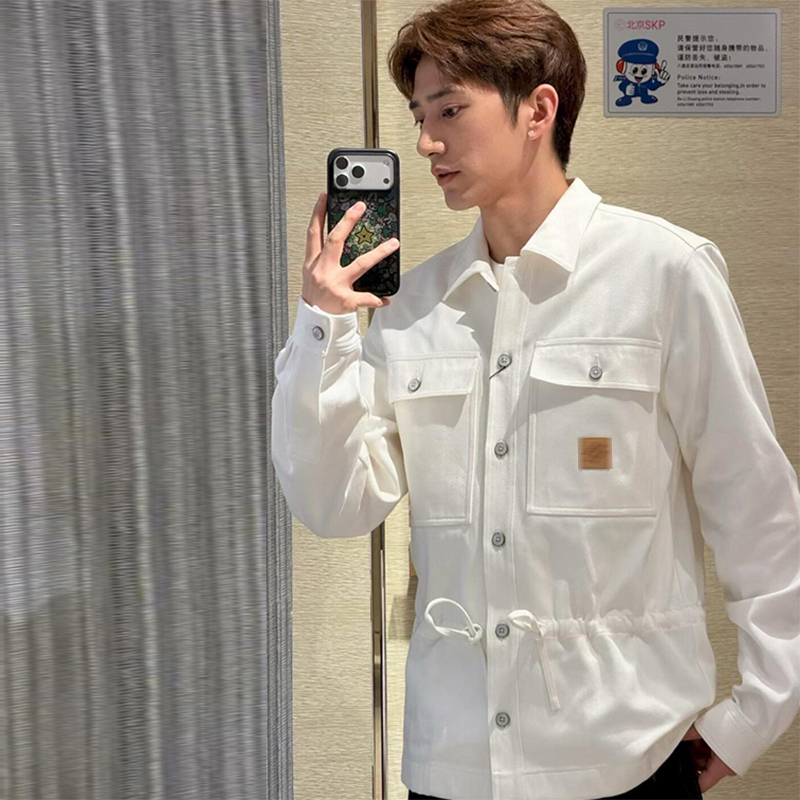2026 Spring and Summer New European and American Trendy Brand Single-Breasted Multi-Pocket Belted Lapel Shirt-Style Jacket for Men