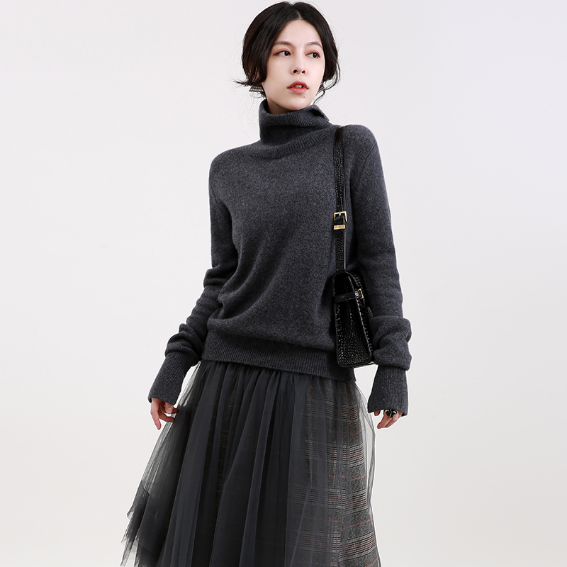 NZ Temperament 100 Hitch Casual Long Sleeve High Collar Wool Sweater Female Thickening Sleeve Head Knit Undershirt Winter Sweater