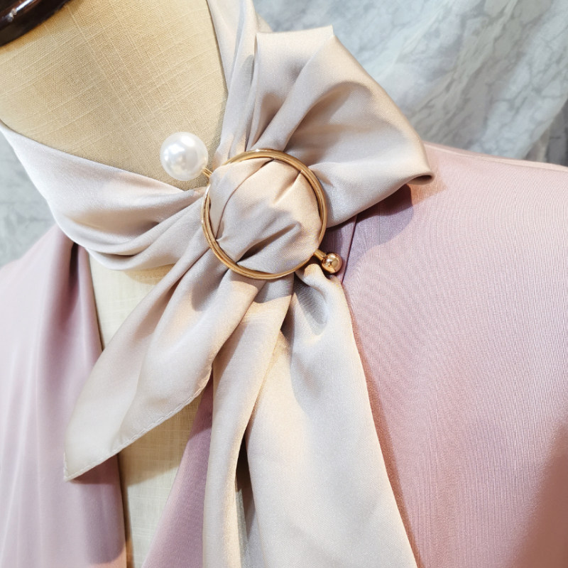 Personality Clothing Corner Buttoned silk scarf Buckle Floating with buckle Summer thin cover Shoulder Buttoned Blouse down T-shirt knotted Divine Instrumental Clasp