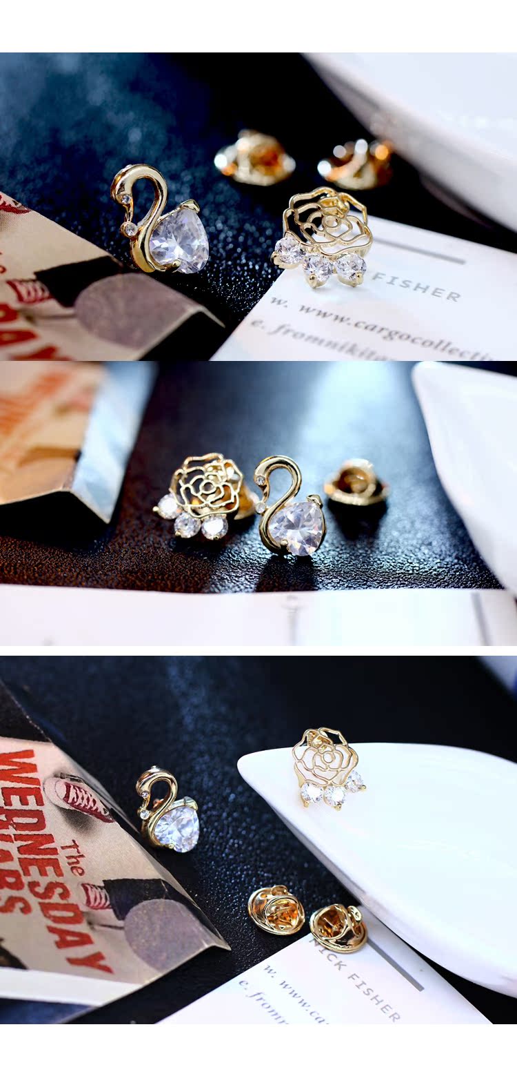 Openwork đơn giản Zircon Rose Butterfly Buckle Cổ áo len Swan Nút nhỏ Trâm tròn Mặt dây chuyền Pin ghim cài áo vest