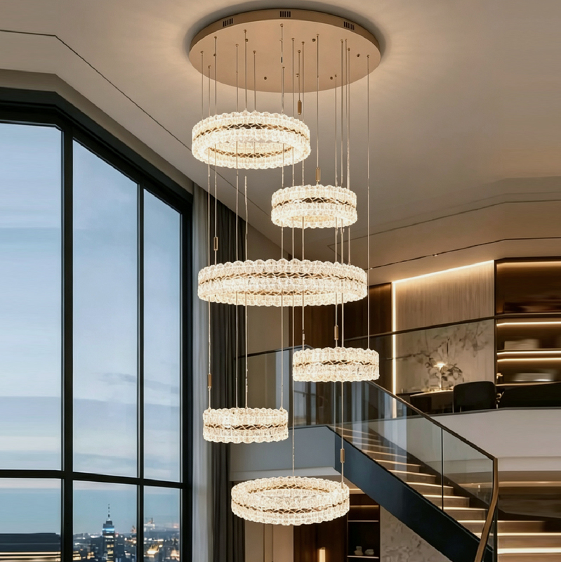 Galaxy Duplex Building with a Suspended Living Room, Large Chandelier, Italian Light Luxury 2026 New Model Villa Spiral Staircase Circle Main Light Galaxy Duplex Building with a Suspended Living Room, Large Chandelier, Italian Light Luxury 2026 New Model Villa Spiral Staircase Circle Main Light