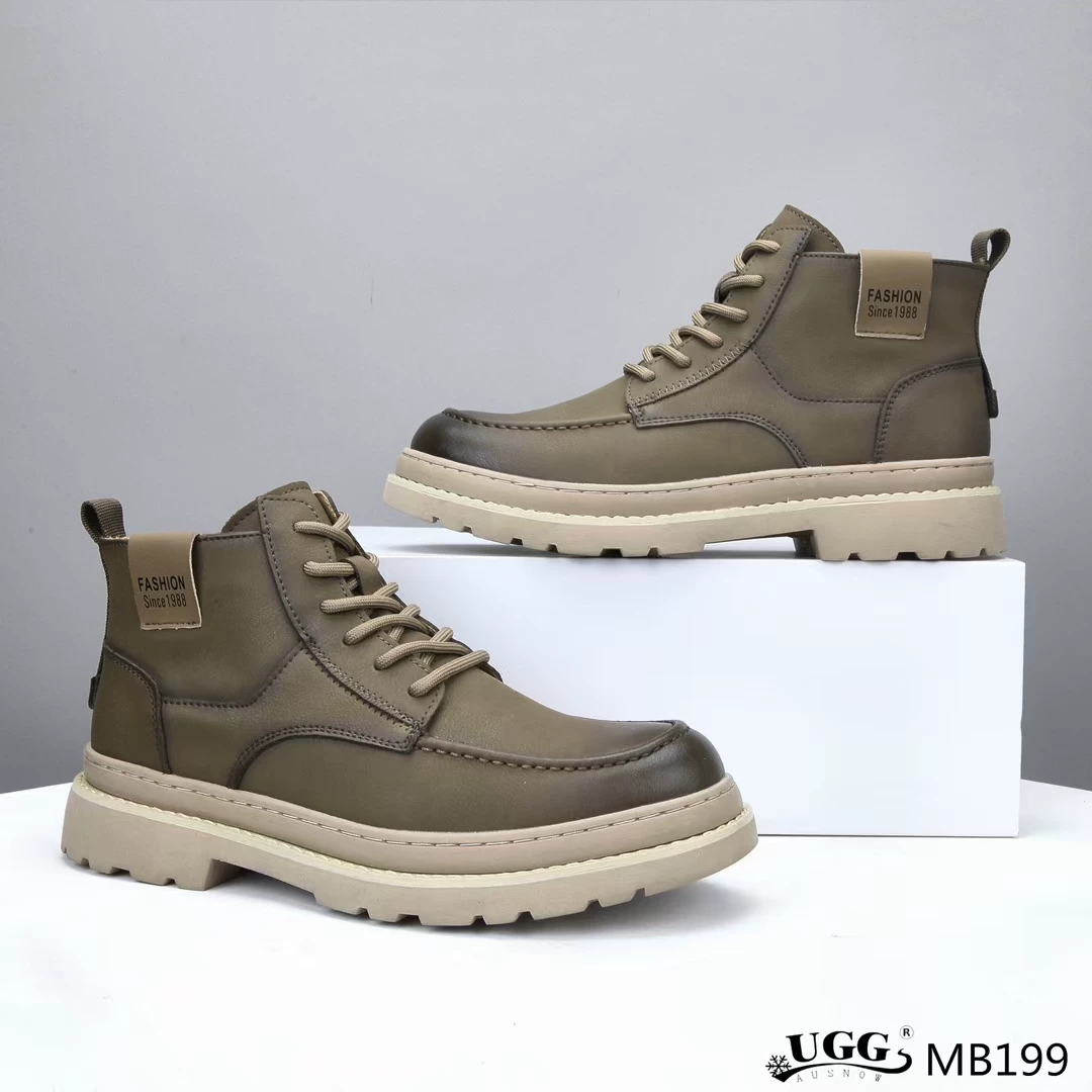 Стильные кожаные сапоги UGG высокого качества с теплой подкладкой, нескользящие, коллекция 2023