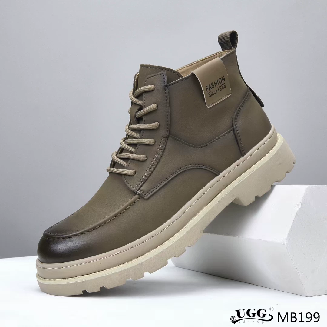 Стильные кожаные сапоги UGG высокого качества с теплой подкладкой, нескользящие, коллекция 2023