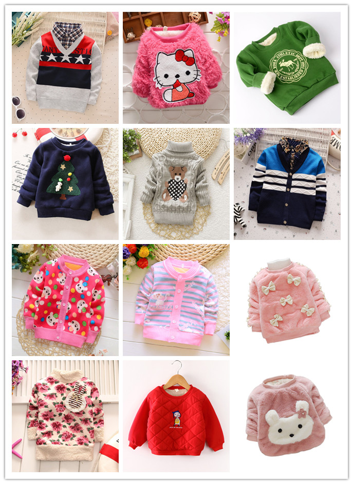Children's plus Sweater Sweater Medium and Small Children's Winter Boys Thicken Warm Jacket Children's Wear Baby Girl's Turtleneck Top
