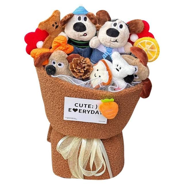 Maillard Style Chief Dog Doll Bouquet Cute Cartoon Pacha Dog Doll Graduation Girl Birthday Gift New Year