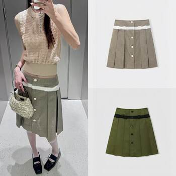 Floral One [Shanghai High Version] 26Ss New High-End Versatile Retro Lace Button Mulberry Garden Skirt for Women Mrche