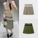 New Premium Vintage Lace Button Pleated Skirt
