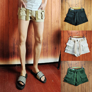 夏季工装牛仔短裤男士超短裤热裤显瘦裤子弹力三分裤腰带装饰短裤