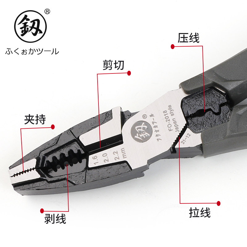 Japan Fukuoka Tool Old Tiger Pliers Wire Pliers Electrician Labor-saving Multifunction Industrial Grade Hand Pliers Original
