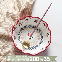 Siyue Cherry ceramic cute Japanese Bowl single fruit salad dessert small Bowl creative personality home student