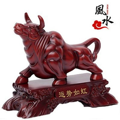 Miễn phí vận chuyển giả gỗ gụ Đồ trang trí trên phố Wall Đồ trang trí con bò Zodiac Đồ trang trí con bò đồ thủ công lớn đồ trang trí bằng gỗ đồng bò - Vòng đeo tay Cuff