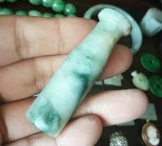 Мундштук 古玩古董玉雕玉器收藏 包邮清代老翡翠蓝花烟嘴全品保老真3