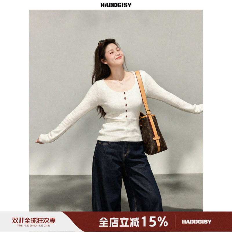 Zeng Xiaoxian Plus-Size Women's Clothing for Slightly Chubby Girls, Long-Sleeve U-Neck Sweater, Knit Top, Inner Layer, Waist-Cinching Top Zeng Xiaoxian Plus-Size Women's Clothing for Slightly Chubby Girls, Long-Sleeve U-Neck Sweater, Knit Top, Inner Layer, Waist-Cinching Top