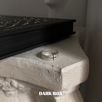 DARK BOX THROUGH BODY s925 silver cross hollowed-out opening ring matte silver retro laminated wearing minimalist ring male and female