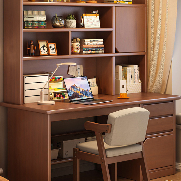 Solid Wood Desk Computer Desk 1.12m Wide 45cm High White Dark Walnut Color Student Home Study Writing Desk