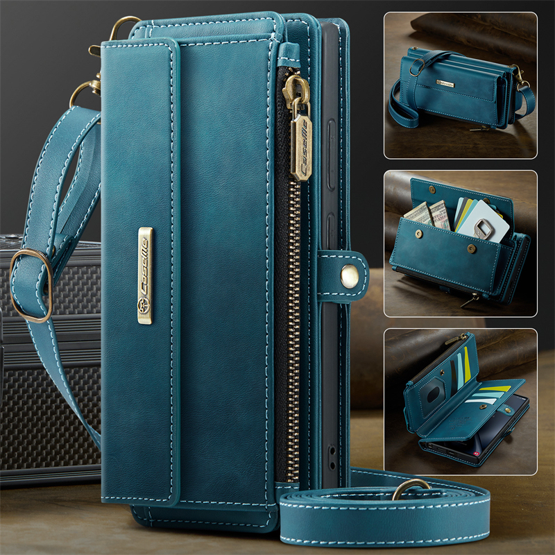 Suitable for Samsung A56 Phone Case, Crossbody Galaxy A55 Flip Leather Case, 5g Full Coverage A52S Anti-Drop A14 Protection A13 Wallet 54A16 Strap Lanyard A35 Multi-Card Slot 15 New Model 36 for Men and Women