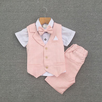 Boys age suit suit Little Western suit Children gown Korean version Playboy plaid waistcoat Jacket Walk Show Costume