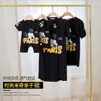 Baby Parent-Child Dress A family of three four summer 2021 plus size foreign mother and child outfit Mickey mother womens summer T-shirt skirt