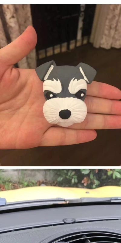 Quý ông Schnauzer chó đầu silicone khuôn silicone hướng dẫn sử dụng hương liệu thạch cao lây lan đá xe không khí clip clip trang trí