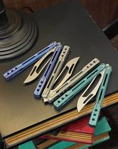 ONE TITANIUM SHANK TIGER WHALE BALLISONG TOY UNOPENED BLADE BUTTERFLY KNIFE PRACTICE HAND EXTREME PRESSURE REDUCTION TOOL