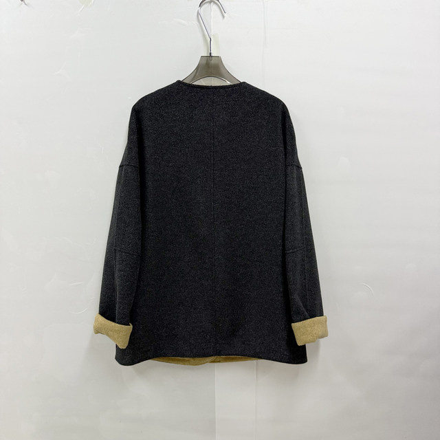 [Same Style in Shopping Malls] Qbqw002A New Women's 2026 Spring Fashion Loose-Fitting Elegant Round-Neck Wool Coat Trendy