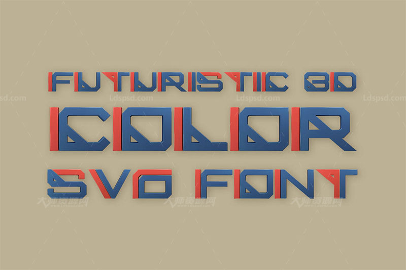 适用于未来科技的3D英文SVG字体：Futuristic 3D Color SVG Font