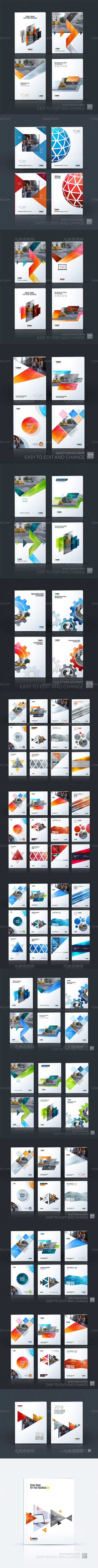 16套矢量的通用型版面布局设计模板:Brochure Template Layout,Cover Design Annual Report,Magazine