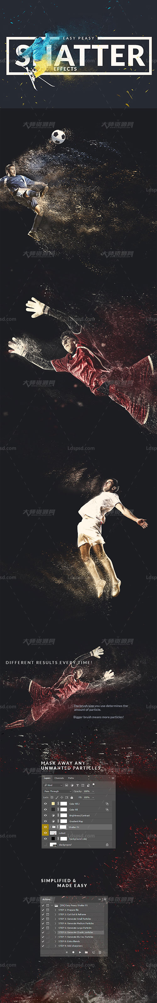 The Easy Peasy Shatter FX,极品PS动作－粒子散离(含图文教程)